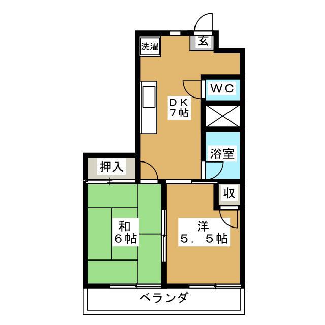 サニーハイツ生嶋(2DK/3階)の間取り写真