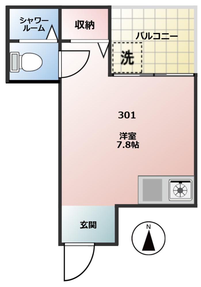 TYA HOUSE(ワンルーム/3階)の間取り写真