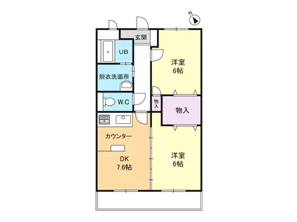 コンフォート鳥居松(2DK/1階)の間取り写真