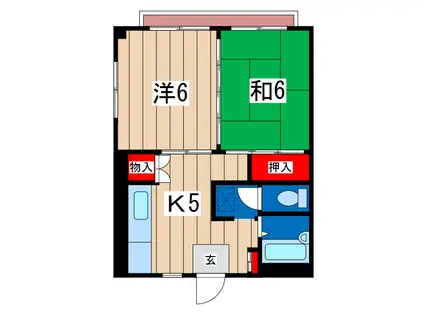 薄井アパート(2K/2階)の間取り写真