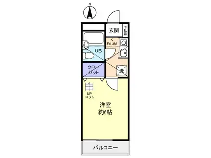 ドエル高津(1K/2階)の間取り写真