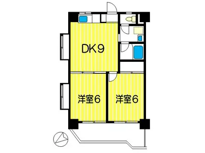ビラKATANO(2DK/3階)の間取り写真