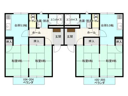 アップルハウス2(2DK/1階)の間取り写真