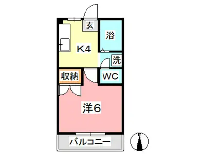 アルファー二子(1K/2階)の間取り写真