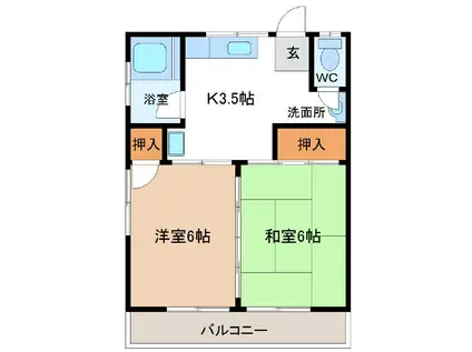ヤギヌマ荘(2K/1階)の間取り写真