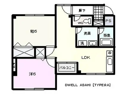DWELL ASAHI(2LDK/3階)の間取り写真