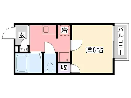 ハピネス甲子園(1K/2階)の間取り写真