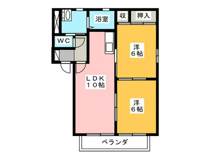 メルベーユ西小田(2LDK/2階)の間取り写真