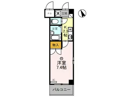 レイクヴュー堅田(1K/4階)の間取り写真