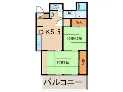 コーポ富士(2DK/7階)の間取り写真