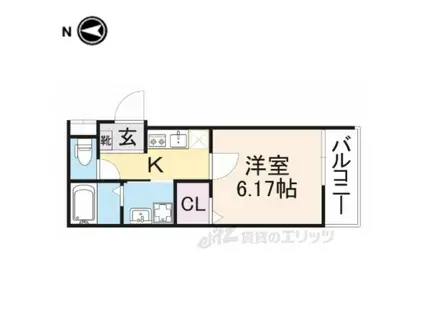 セイム宮之阪(1K/3階)の間取り写真