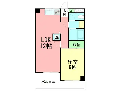 ニューホライズン湘南(1LDK/2階)の間取り写真