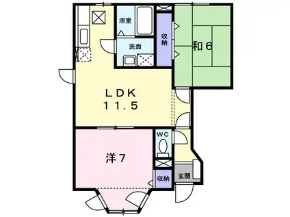 ロータス・高田C(2LDK/1階)の間取り写真