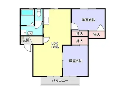 フレグランス新栄 A棟(2LDK/1階)の間取り写真