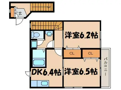 シャンドフルールII(2DK/2階)の間取り写真