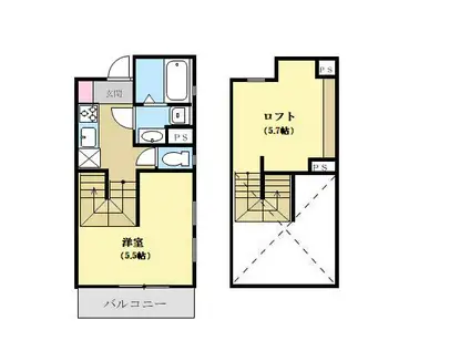 GLANZ新松戸(1K/2階)の間取り写真