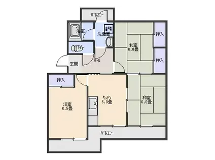 ドリームハイツ原(3DK/1階)の間取り写真
