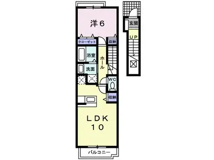 グランデKII D(1LDK/2階)の間取り写真