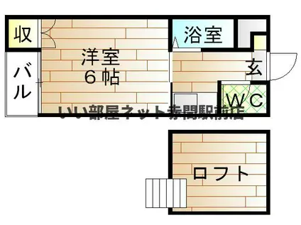 レクエルド2(1K/2階)の間取り写真