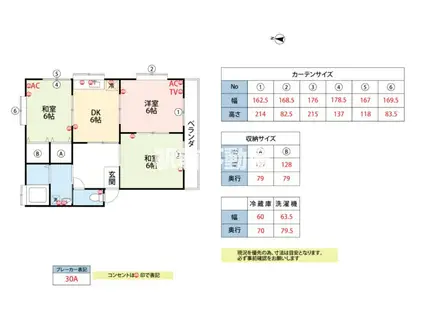 シャトーさがらB・C(3DK/2階)の間取り写真