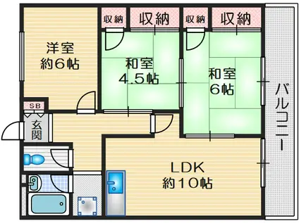 リビ―ス音(3DK/3階)の間取り写真