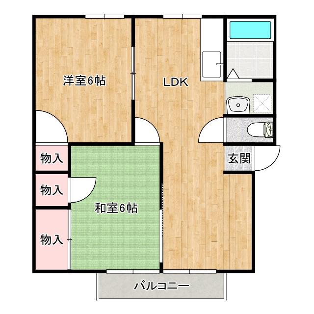 ハイツジュネス(2LDK/1階)の間取り写真