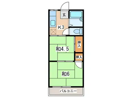クリスティ―ハウス(2K/2階)の間取り写真