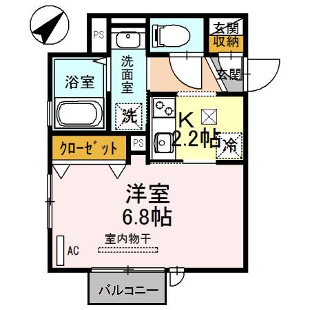 アモーレ松香園(1K/1階)の間取り写真