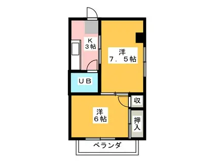 シャンテ鳥羽(2K/2階)の間取り写真