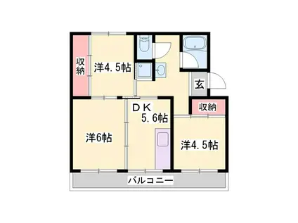 ビレッジハウス志染(2LDK/2階)の間取り写真