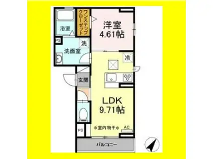 ASOU八幡(1LDK/1階)の間取り写真