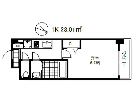 アドバンス神戸レイソレ(1K/12階)の間取り写真