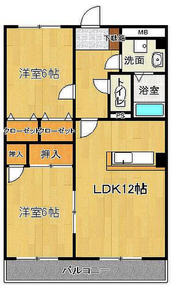 ドムールTSⅠ(2LDK/3階)の間取り写真