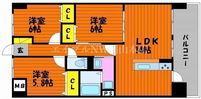ラ・パティオ(3LDK/3階)の間取り写真