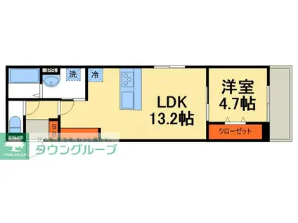 BELSIA(1LDK/1階)の間取り写真