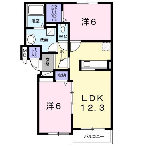 クロムシード(2LDK/4階)の間取り写真