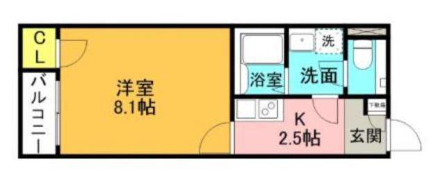 グリーンヴェール岡駅前(1K/1階)の間取り写真