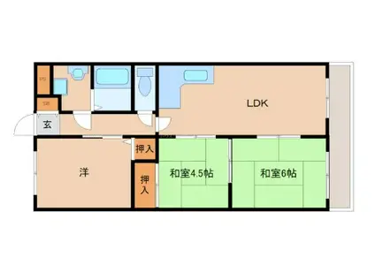 ハウゼ富士(3LDK/2階)の間取り写真