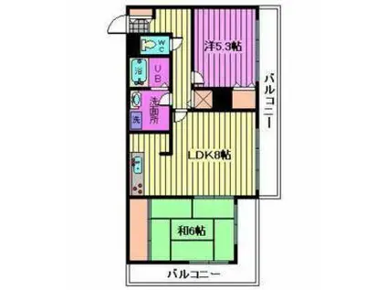 日勝堂ビル(2LDK/7階)の間取り写真