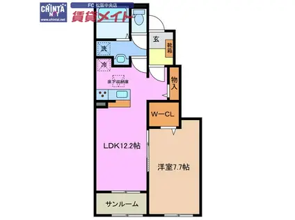 カリーノ リヴェルタ(1LDK/1階)の間取り写真