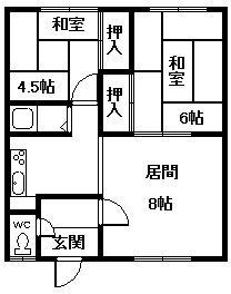 旭都マンション(2LDK/1階)の間取り写真