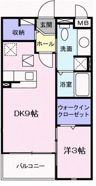 ブライトホルン(1DK/1階)の間取り写真