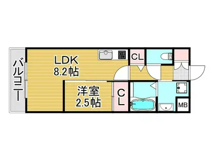 PHOENIX千早(1LDK/1階)の間取り写真