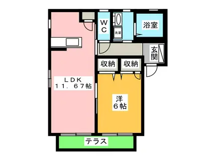 アネックス浅井D(1LDK/1階)の間取り写真