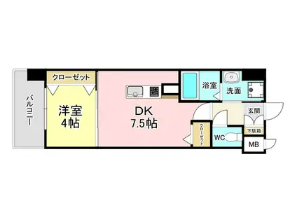 メディプラカーサ(1DK/4階)の間取り写真