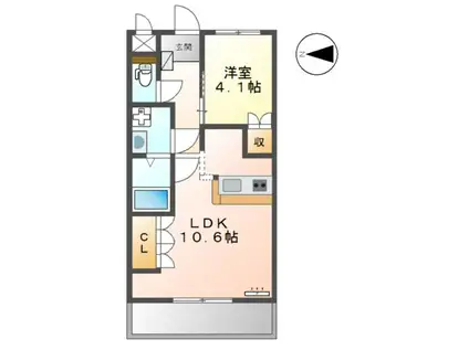 プランドール(1LDK/2階)の間取り写真