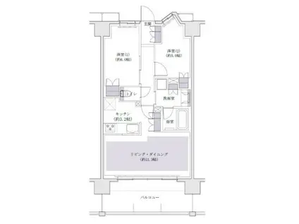 レーベン川口グランアート(2LDK/3階)の間取り写真