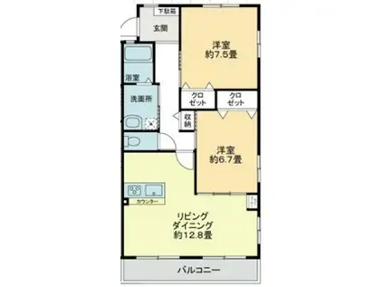 フォブール司II(2LDK/1階)の間取り写真