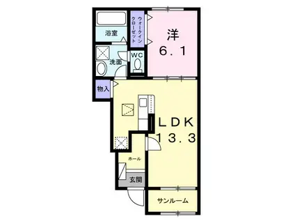 アーベイン西町(1LDK/1階)の間取り写真