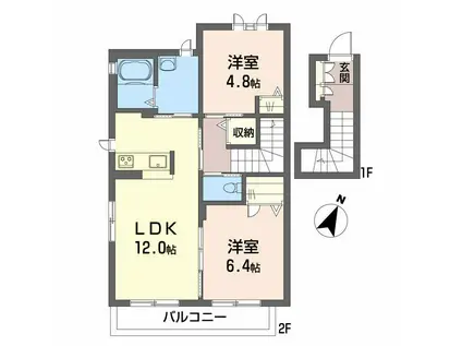 シャーメゾンアリサ(2LDK/2階)の間取り写真